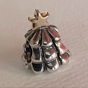 Pandora Sterling Silver 925 ~ 14k Gold Christmas Tree Charm